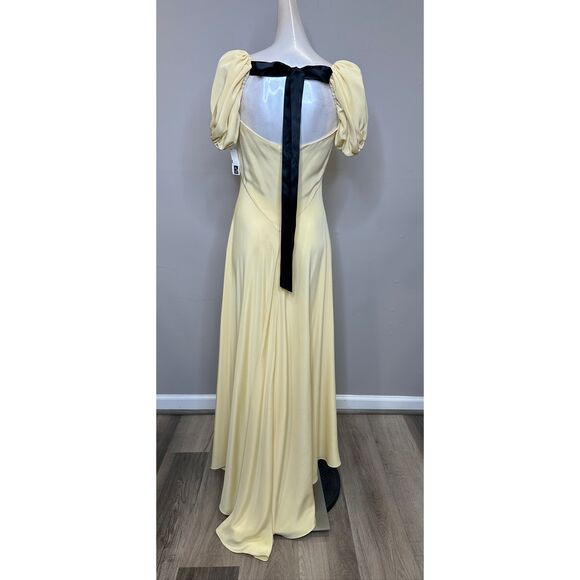 RODARTE Bow-embellished satin-trimmed silk-crepe maxi dress US 4 $2,400 - Picture 8 of 12